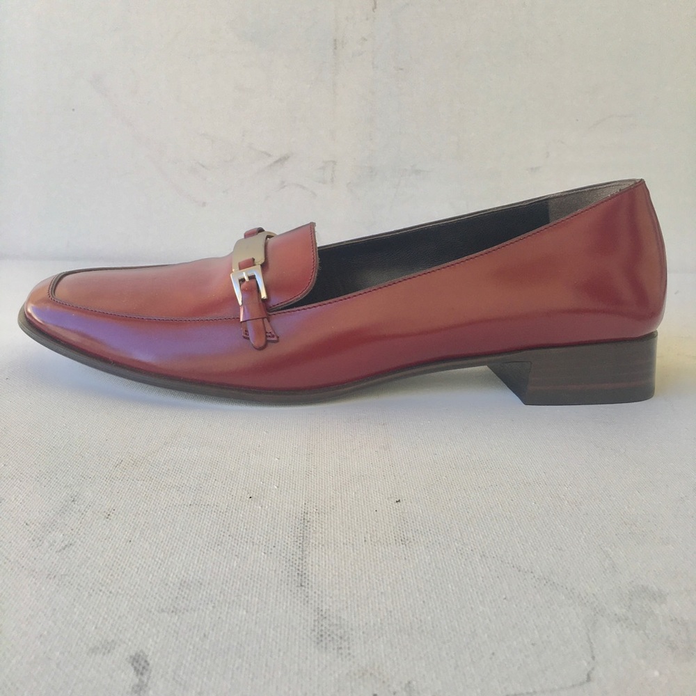 Prada Women's Burgundy Leather Loafers - Picture 3 of 9